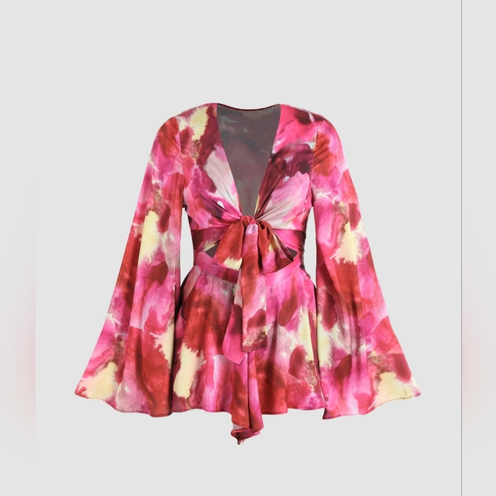 TIE DYE BELL SLEEVE ROMPER